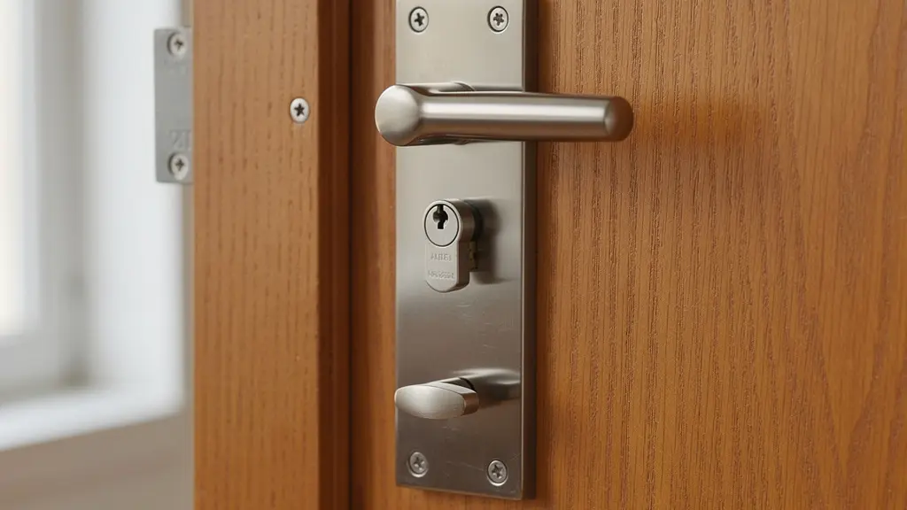 Serrure multipoints 3 points sur porte d'entrée résidentielle