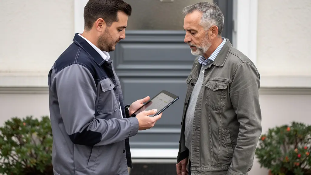 Serrurier professionnel présentant devis détaillé à client avant intervention